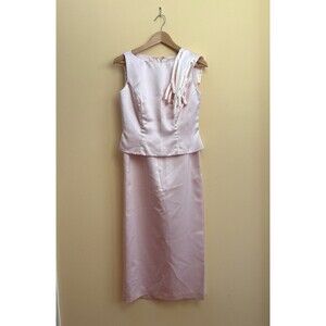 Bill Levkoff Women Satin Bridesmaids Set Size 8 Pink 3 Piece Set Skirt Top Glove